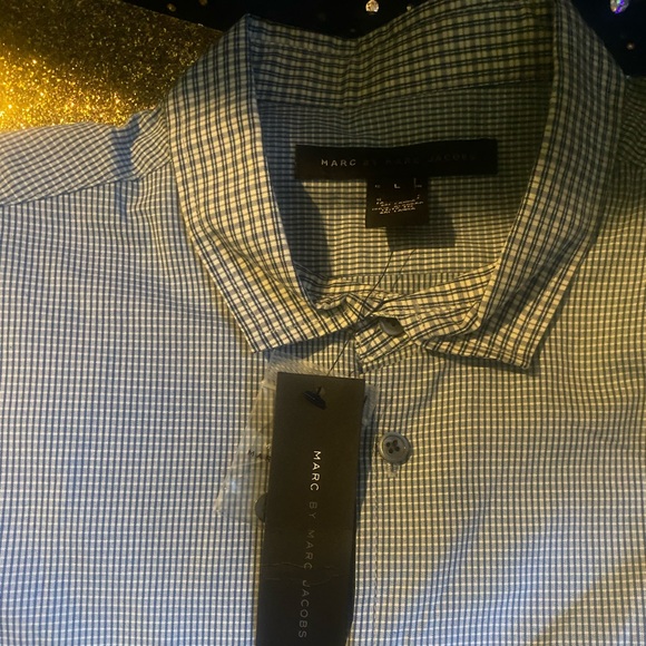 NWT MARC BY MARC JACOBS BLUE CHECK PRNT SUMMER LUX Shirt - Picture 6 of 11
